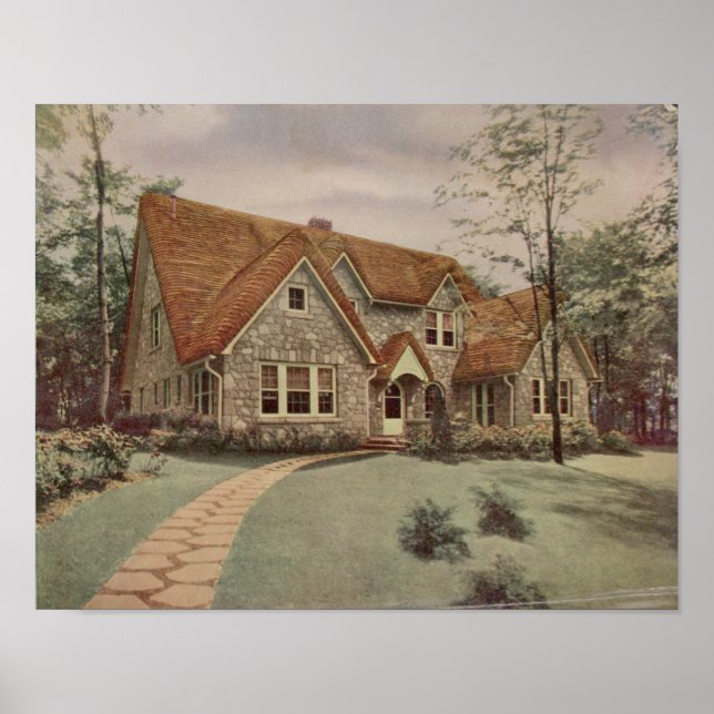Vintag 1927 House Design 10A2 Print Poster (Vorne)