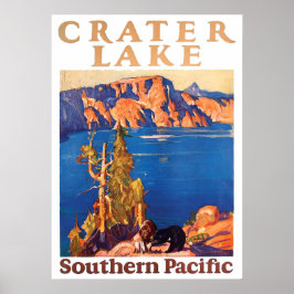 Vintag 1928 Crater Lake Southern Pacific Travel Poster