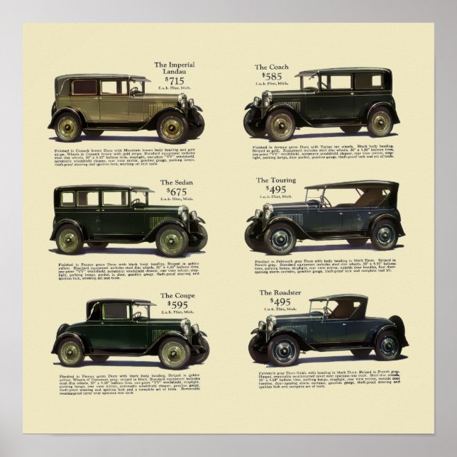 Vintag 1928 Kfz-Werbung Poster (Vorne)