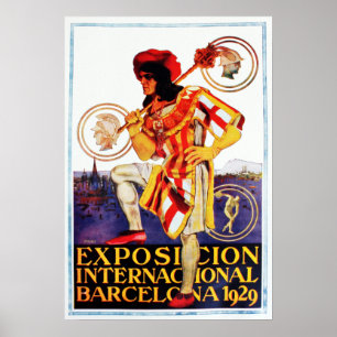 Vintag 1929 Internationale Ausstellung in Barcelon Poster