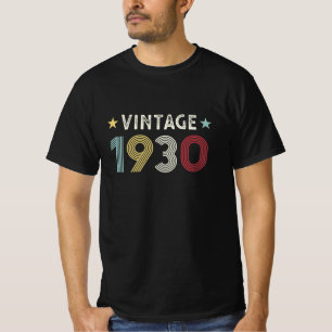 Vintag 1930 90. Geburtstagsgeschenk 90 Jahre alt T-Shirt