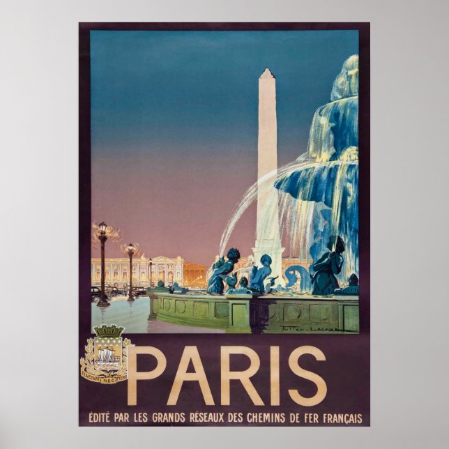 Vintag 1930 Paris Reiseplakat Poster (Vorne)