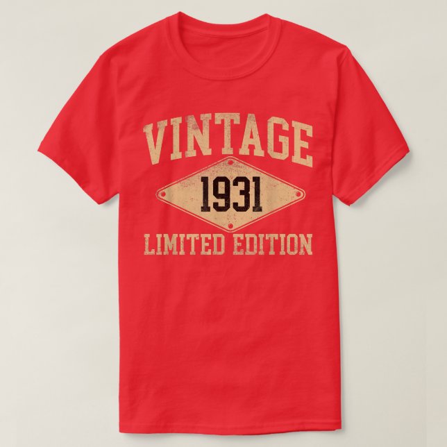 Vintag 1931 limitiertes Geburtstagsjahr T-Shirt (Design vorne)