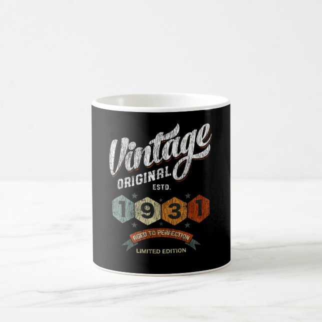 Vintag 1931 Tag vollendet 91. Geburtstag Kaffeetasse (Mittel)