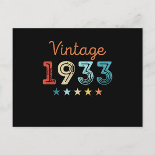 Vintag 1933 90. Geburtstag Retro Geschenk 90 Jahre Postkarte