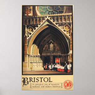 Vintag 1933 Bristol GWR Reiseplaner Poster