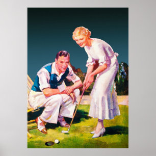Vintag 1934 Golf Aquarell Print Poster