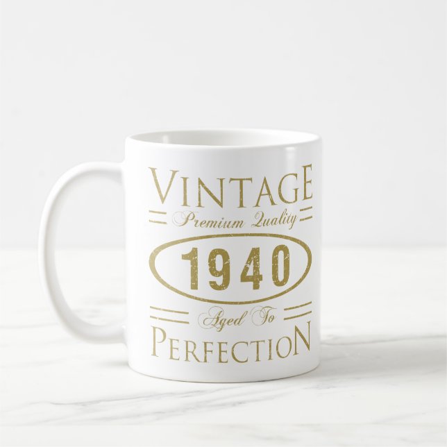 Vintag 1940 80. Geburtstag Premium Qualität Kaffeetasse (Links)