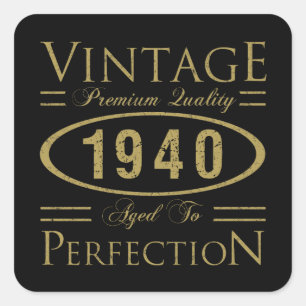 Vintag 1940 80. Geburtstag Premium Qualität Quadratischer Aufkleber