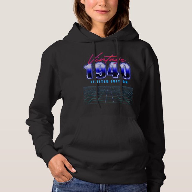 Vintag 1940 Retro Synthwave Ästhetik Hoodie (Vorderseite)
