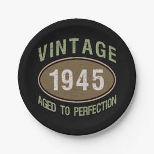 Vintag 1945 80. Geburtstag Pappteller