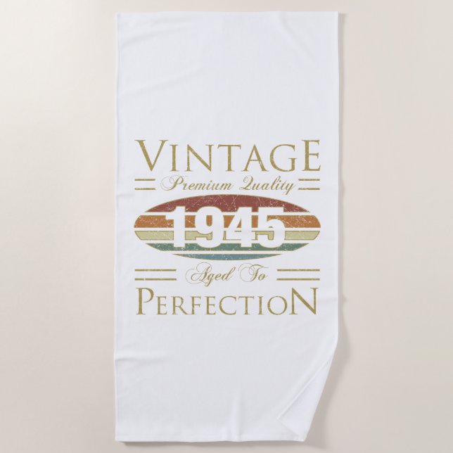 Vintag 1945 80. Geburtstag Strandtuch (Vorderseite)