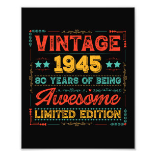 Vintag 1945 Made in 1945 80 th Birthday 80 Years Fotodruck