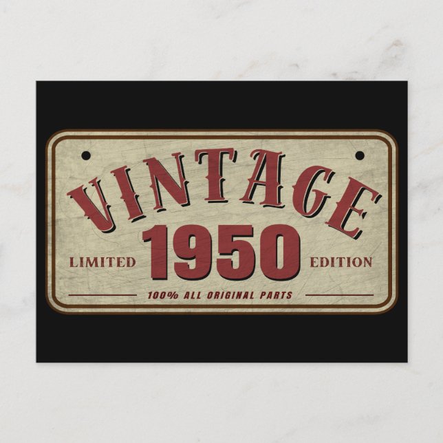 Vintag 1950 Limited Edition Alle Originalteile Postkarte (Vorderseite)