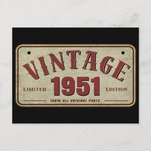 Vintag 1951 Limited Edition Alle Originalteile Postkarte
