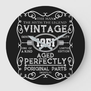 Vintag 1951 Man Myth Legend 70. Geburtstag Große Wanduhr
