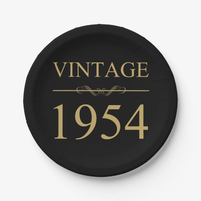 Vintag 1954 70. Geburtstag Pappteller (Vorderseite)