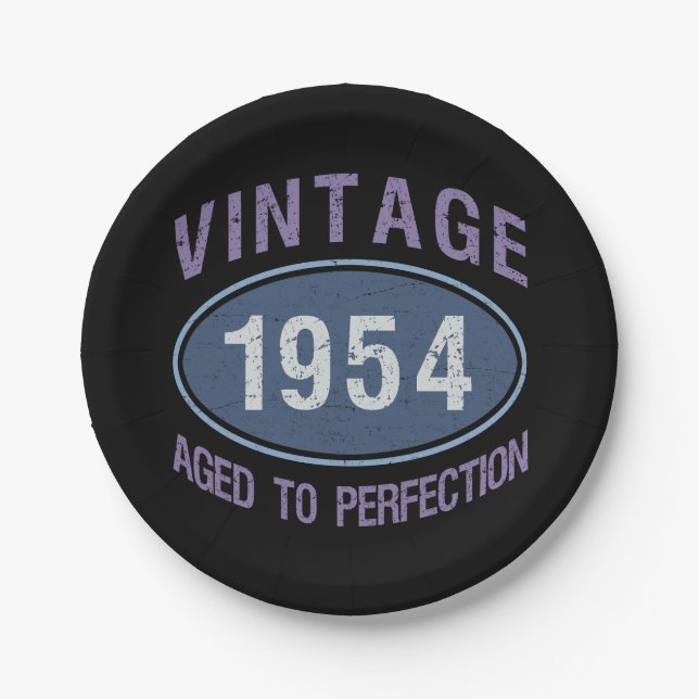 Vintag 1954 70. Geburtstag Pappteller (Vorderseite)