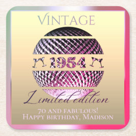 Vintag 1954 70. Geburtstag pink Rechteckiger Pappuntersetzer
