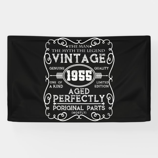 Vintag 1955 Man Myth Legend 66. Geburtstag Banner (Horizontal)