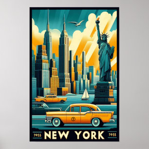 Vintag 1955 New York City Skyline Poster