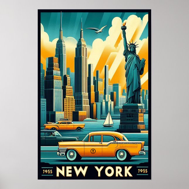 Vintag 1955 New York City Skyline Poster (Vorne)