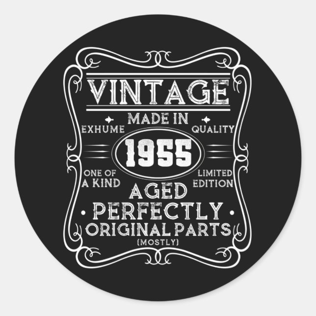 Vintag 1955 Retro Classic Runder Aufkleber (Vorderseite)
