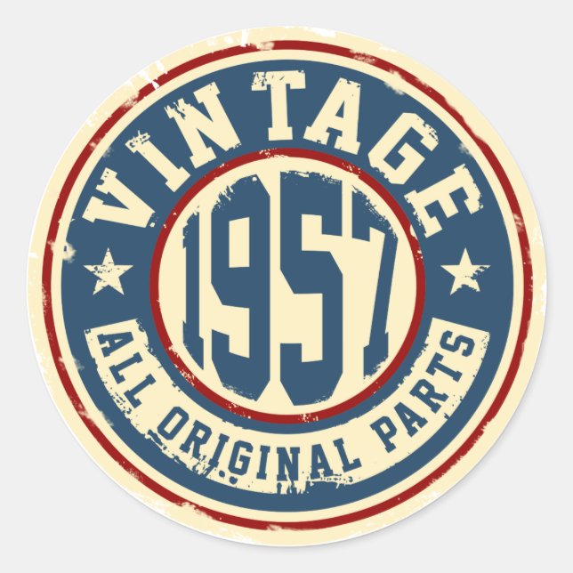 Vintag 1957 Alle Originalteile Runder Aufkleber (Vorderseite)