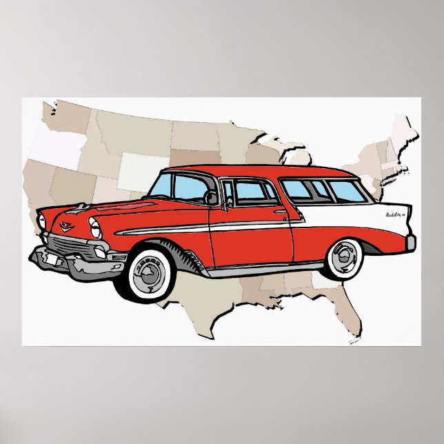 Vintag 1957 Chevy Nomad Classic Car Poster (Vorne)