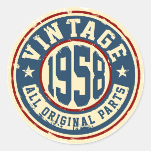 Vintag 1958 Alle Originalteile Runder Aufkleber