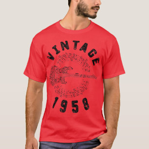 Vintag 1958 Geburtstag Limited Edition Guitar Musi T-Shirt