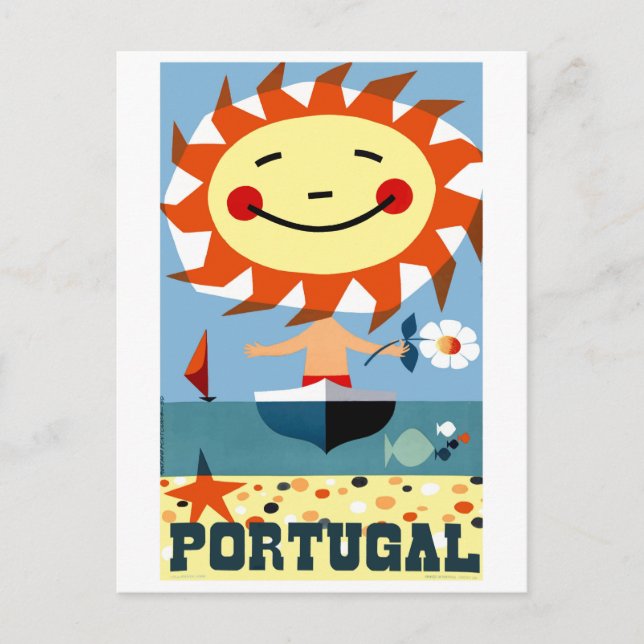 Vintag 1959 Portugal Seaside Travel Poster Postkarte (Vorderseite)