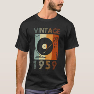 Vintag 1959 Retro Record Player Geburtstag Vinyl D T-Shirt