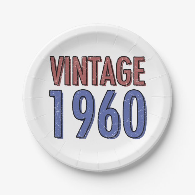 Vintag 1960, 60. Geburtstag Pappteller (Vorderseite)