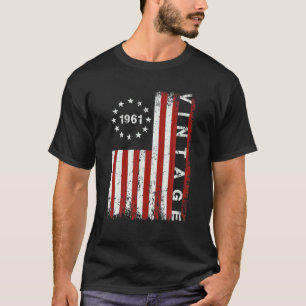 Vintag 1961 USA Flag 61 Jahre alt 61th B T-Shirt
