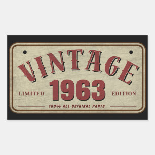 Vintag 1963 Limited Edition Alle Originalteile Rechteckiger Aufkleber