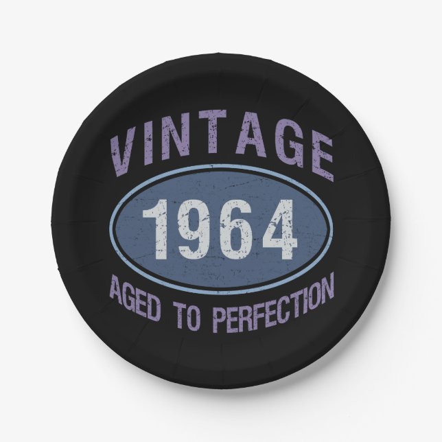 Vintag 1964 60. Geburtstag Pappteller (Vorderseite)