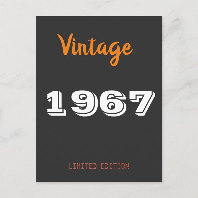 Vintag 1967 Limited Edition Geburtstagskarte Postkarte (Vorderseite)