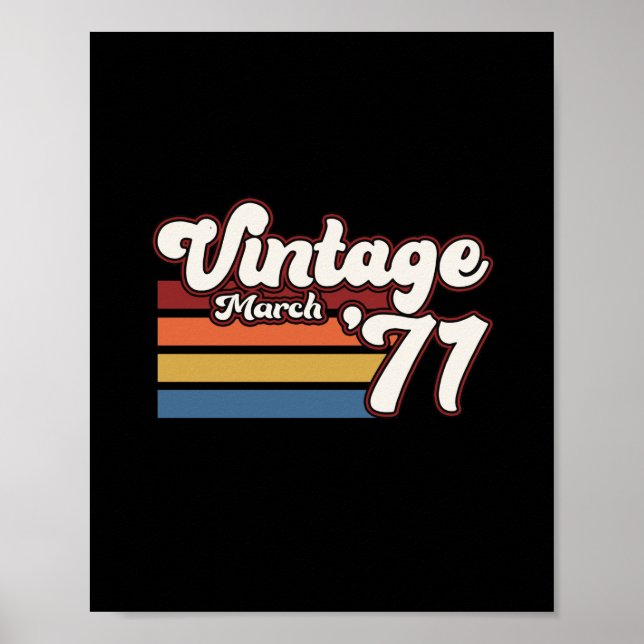 Vintag 1971 50. Geburtstag März Poster (Vorne)