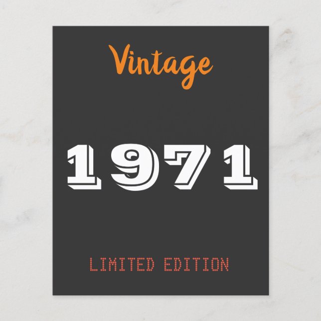 Vintag 1971 Limited Edition 55. Geburtstagsgeschen (Vorderseite)