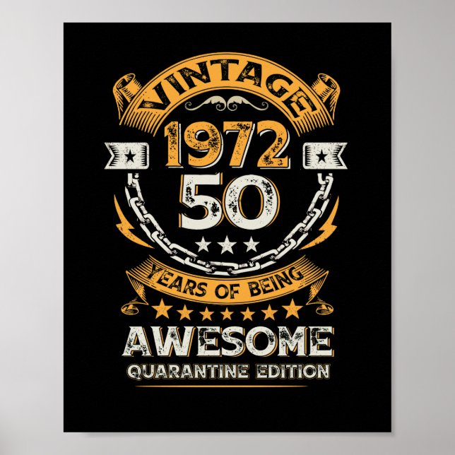 Vintag 1972 50. Geburtstag 50 Jahre alt Poster (Vorne)