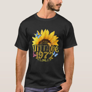 Vintag 1972 Sonnenblume Blütenschmetterling Funny  T-Shirt