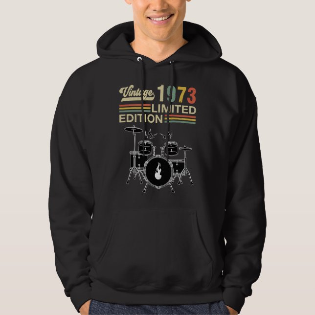 Vintag 1973 Schlagzeug 50. Geburtstagskrümmer Hoodie (Vorderseite)