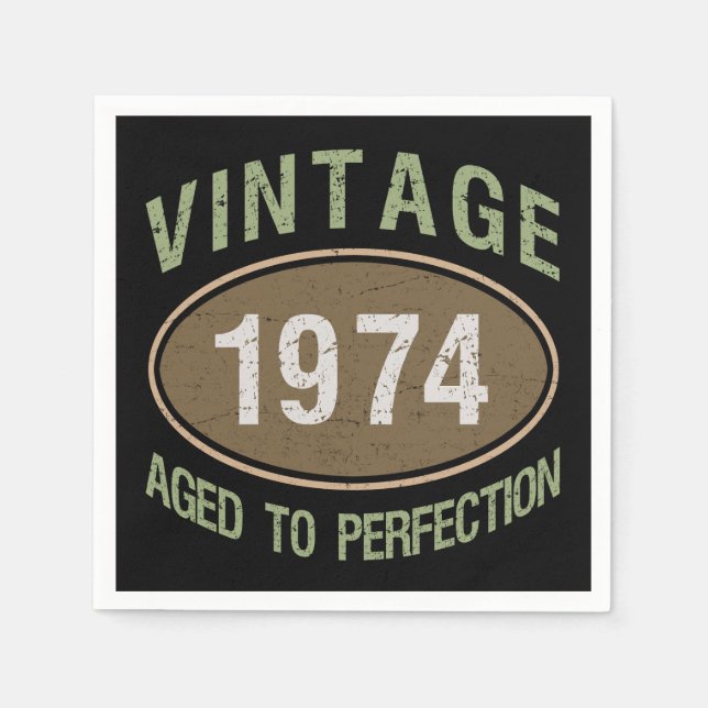 Vintag 1974 50. Geburtstag Serviette (Vorderseite)