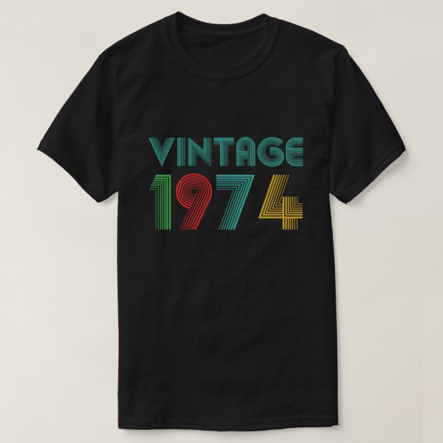 Vintag 1974, 50. Geburtstagsgeschenk T-Shirt (Design vorne)