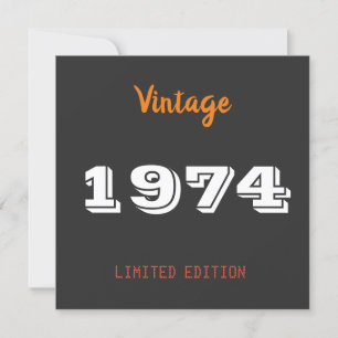 Vintag 1974 Limited Edition 52. Geburtstag Einladung