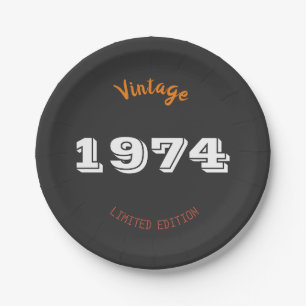 Vintag 1974 Limited Edition 52. Geburtstag Pappteller