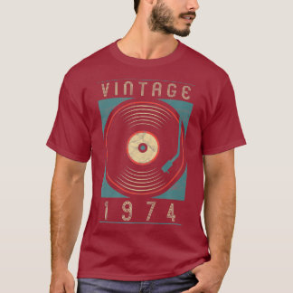 Vintag 1974 Vinyl Retro Turntable Geburtstag DJ T-Shirt