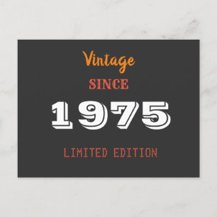 Vintag 1975 Limited Edition 50. Geburtstag Einladungspostkarte