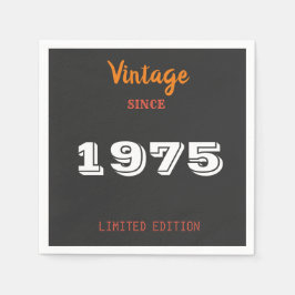 Vintag 1975 Limited Edition 50. Geburtstag Napkins Serviette